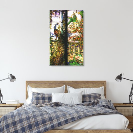 Pfauenparrot Bird gesteinigte gläserne Leinwand (Insitu (Schlafzimmer))