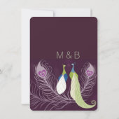 Pfauenpfade Vogelliebe Lila Probe Abendessen Einladung (Rückseite)