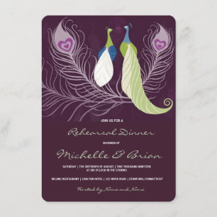 Pfauenpfade Vogelliebe Lila Probe Abendessen Einladung