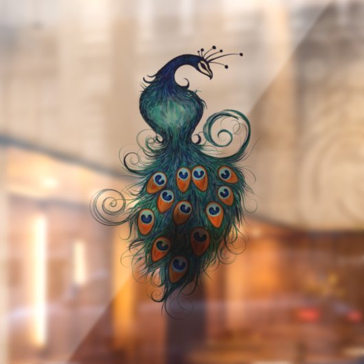 Pfauenpfocken in aquamarin und blau fensteraufkleber (Blatt 2)