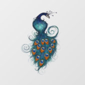 Pfauenpfocken in aquamarin und blau fensteraufkleber (Blatt)