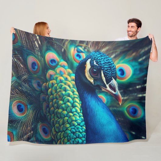 Pfauenprofil Fleecedecke (Beispiel)