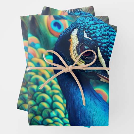 Pfauenprofil Geschenkpapier Set (Beispiel)