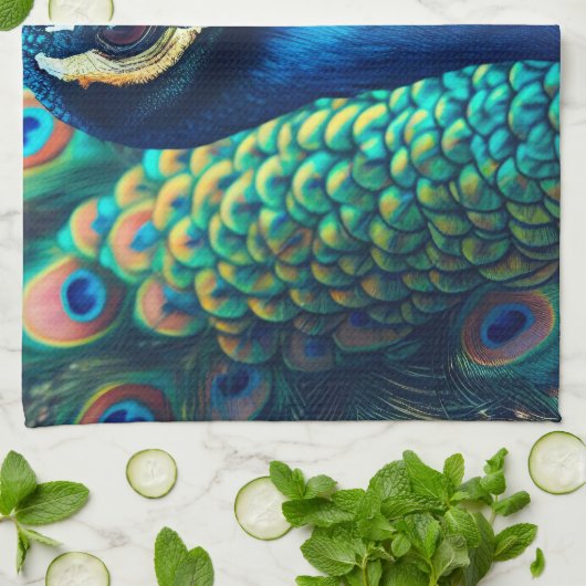Pfauenprofil Geschirrtuch (Gefaltet)