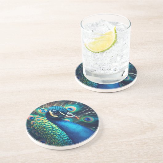 Pfauenprofil Getränkeuntersetzer (Seite)