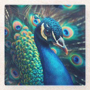 Pfauenprofil Glasuntersetzer