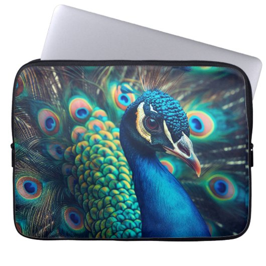 Pfauenprofil Laptopschutzhülle (Vorderseite)