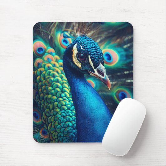 Pfauenprofil Mousepad (Mit Mouse)