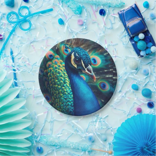 Pfauenprofil Pappteller (Party)