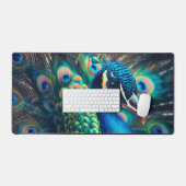 Pfauenprofil Schreibtischunterlage (Tastatur & Maus)