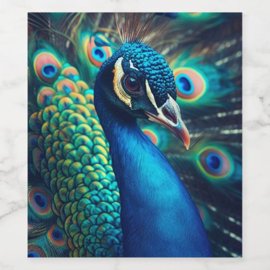 Pfauenprofil Weinetikett (Einzelnes Label)