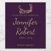 Pfauenregal im Lila Traubenweinlabel Weinetikett (Einzelnes Label)