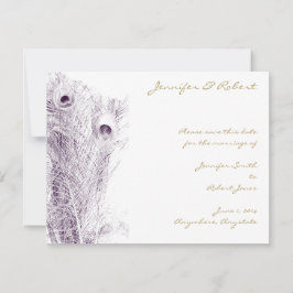 Pfauenregulierung in Lila Save the Date Karte