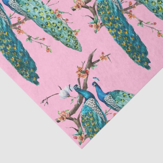 Pfauenreihe Design 6 rosa Tissue Seidenpapier (Detail)