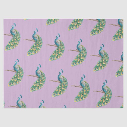 Pfauenreihen Design 3 Lilac-Tissue Paper Seidenpapier (Vorderseite)