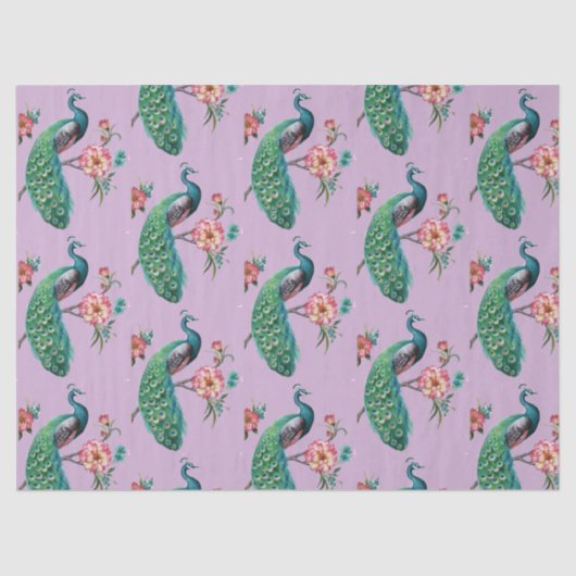 Pfauenreihen Design 4 Lilac-Tissue Paper Seidenpapier (Vorderseite)