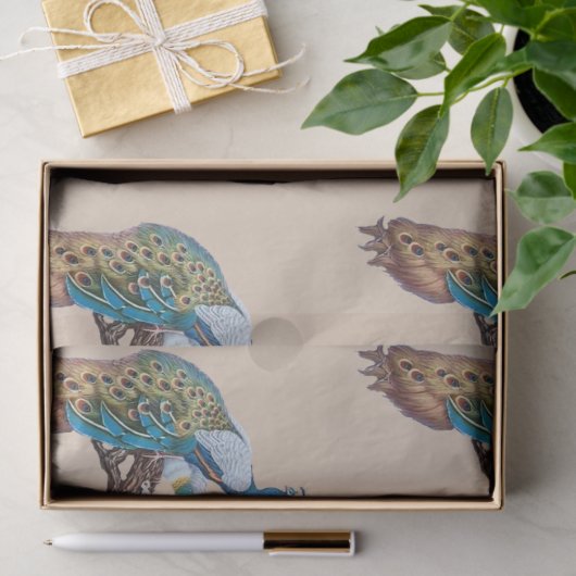 Pfauenreihen Design 9 - braunes Gewebepapier Seidenpapier (Geschenk)
