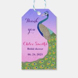 Pfauenrosa blaues Brautparty Geschenkanhänger