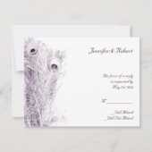 Pfauenrückstand in der Lila Antwortkarte RSVP Karte (Vorderseite)