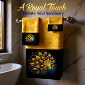 Pfauenschlachten mit blauen und gelben Sprüngen Badhandtuch Set