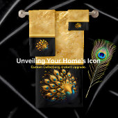 Pfauenschlachten mit blauen und gelben Sprüngen Badhandtuch Set