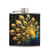 Pfauenschlachten mit blauen und gelben Sprüngen Flachmann (Vorderseite)