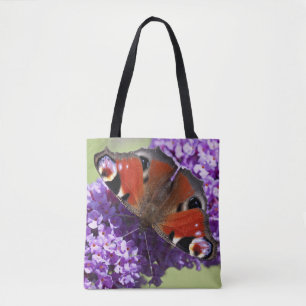 Pfauenschmetterling über die gesamte Drucktasche Tasche