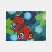 Pfauenschmetterling und Blume Malerei Fleecedecke (Vorderseite (Horizontal))
