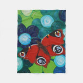 Pfauenschmetterling und Blume Malerei Fleecedecke (Vorderseite)