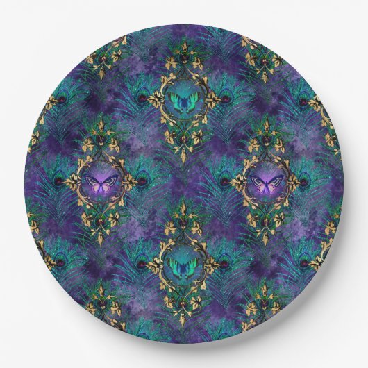 Pfauenschmetterlinge, die Papier-Teller hochheizen Pappteller (Vorderseite)