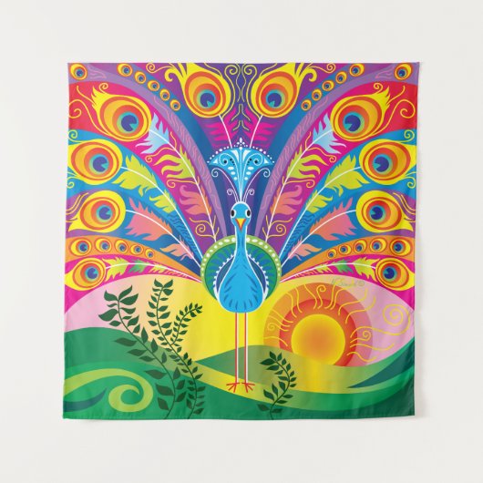 Pfauenschwanz-Radiance Wandteppich (Vorderseite)