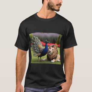 Pfauenspiel mit Löwe - Einzigartiges Naturerlebnis T-Shirt