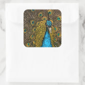 Pfauensplendor-Illustration Quadratischer Aufkleber (Tasche)