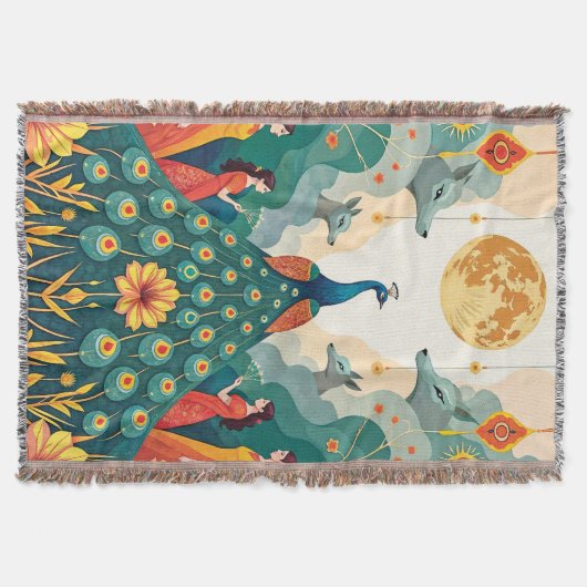 Pfauensymbol Blanket - Mittelostasien Decke (Vorderseite)