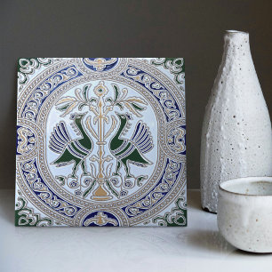 Pfauensymbolik Belle Epoque Art Deco Fliese