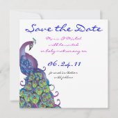 Pfauenthema Hochzeit Einladung Save the Date (Vorderseite)