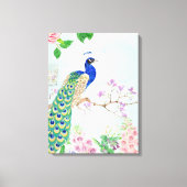 Pfauentiere | Floral Bird | Cooler Pfau Leinwanddruck (Vorderseite)
