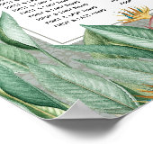 Pfauentropische Vegetation Hochzeitstabelle Poster (Ecke)