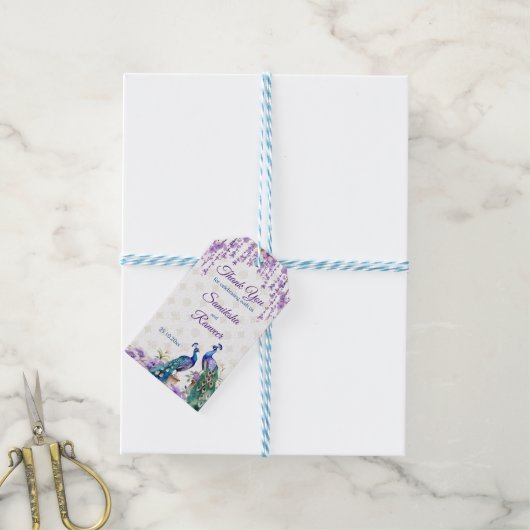 Pfauenviolett-Blüten Mehndi Indische Gastgeschenk Geschenkanhänger (Mit Garn)