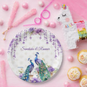 Pfauenviolette Blumen Indisches Hochzeitsgeschirr Pappteller (Party)