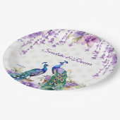 Pfauenviolette Blumen Indisches Hochzeitsgeschirr Pappteller (Schrägansicht)