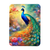 Pfauenvogel 100 mit Blume Magnet (Vertikal)