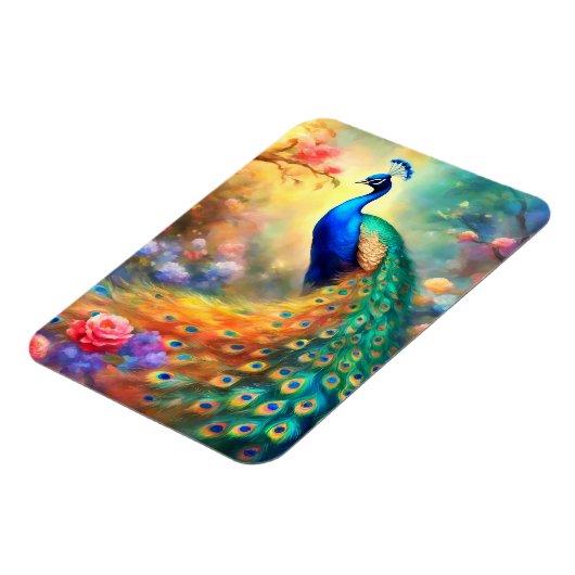 Pfauenvogel 100 mit Blume Magnet (Linke Seite)