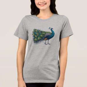 Pfauenvogel Bella+Leinwand Dreigeschluss für Fraue Tri-Blend Shirt