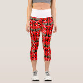 Pfauenvogel Folk Art. Capri Leggings (Vorderseite)