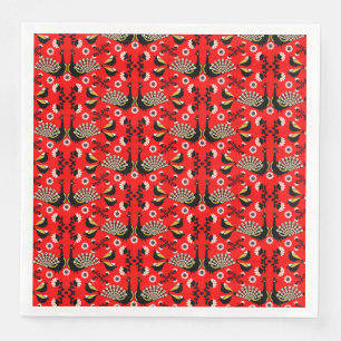Pfauenvogel Folk Art. Serviette