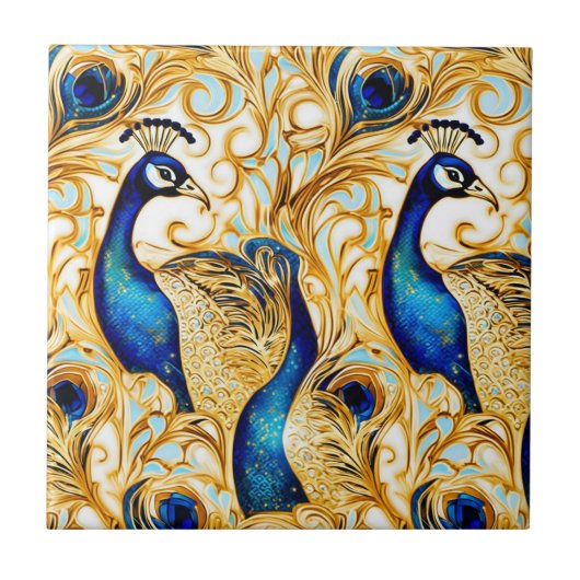 Pfauenvogel, Goldmedaille Fliese (Vorderseite)