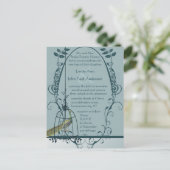 Pfauenvogel-Käfig Postkarte Einladung Hochzeit (Stehend Vorderseite)