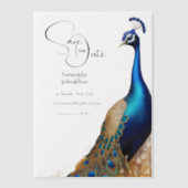 Pfauenvogel überlagert Sommergarten Verlobung Pergament Einladungen (Vorderseite)