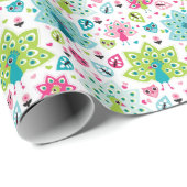 Pfauenvogel und Eule Geschenkpapier (Rolleneckpunkt)